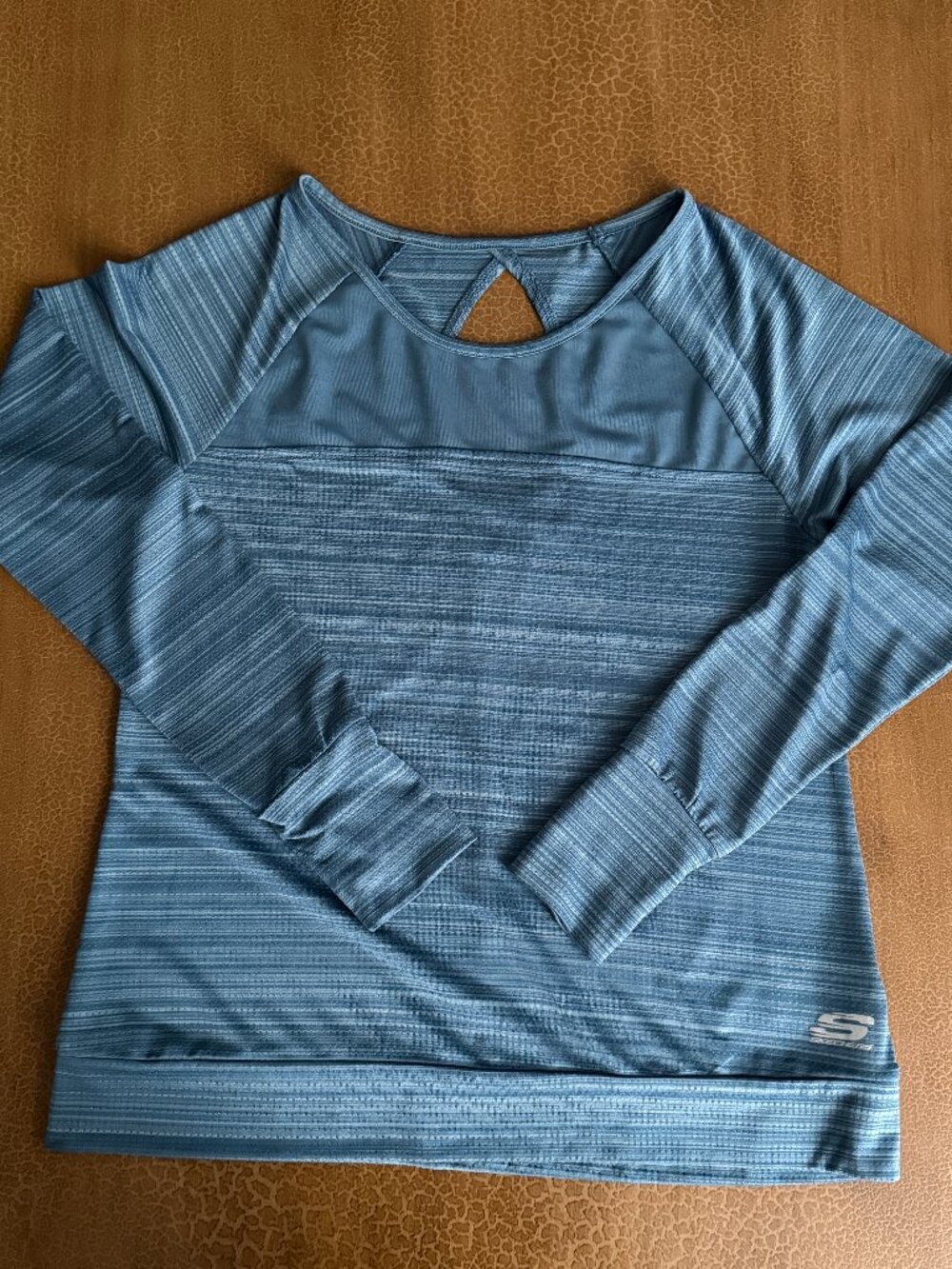 Skechers Sport Blue & White Striped Athletic Shirt - Size Large
